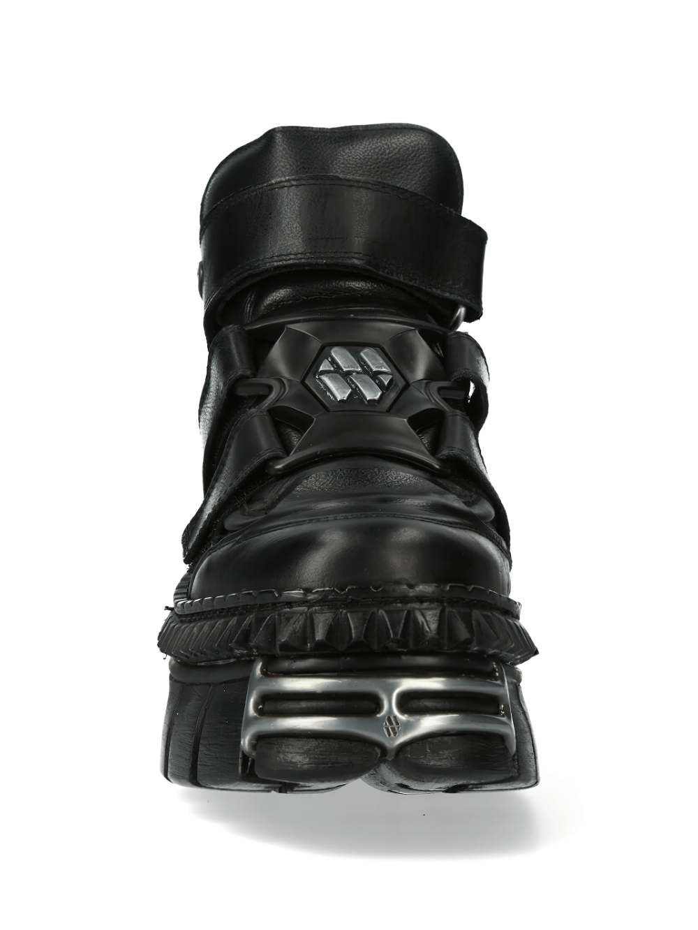 NEW ROCK Urban Heavy Black Ankle Boots with Velcro Straps