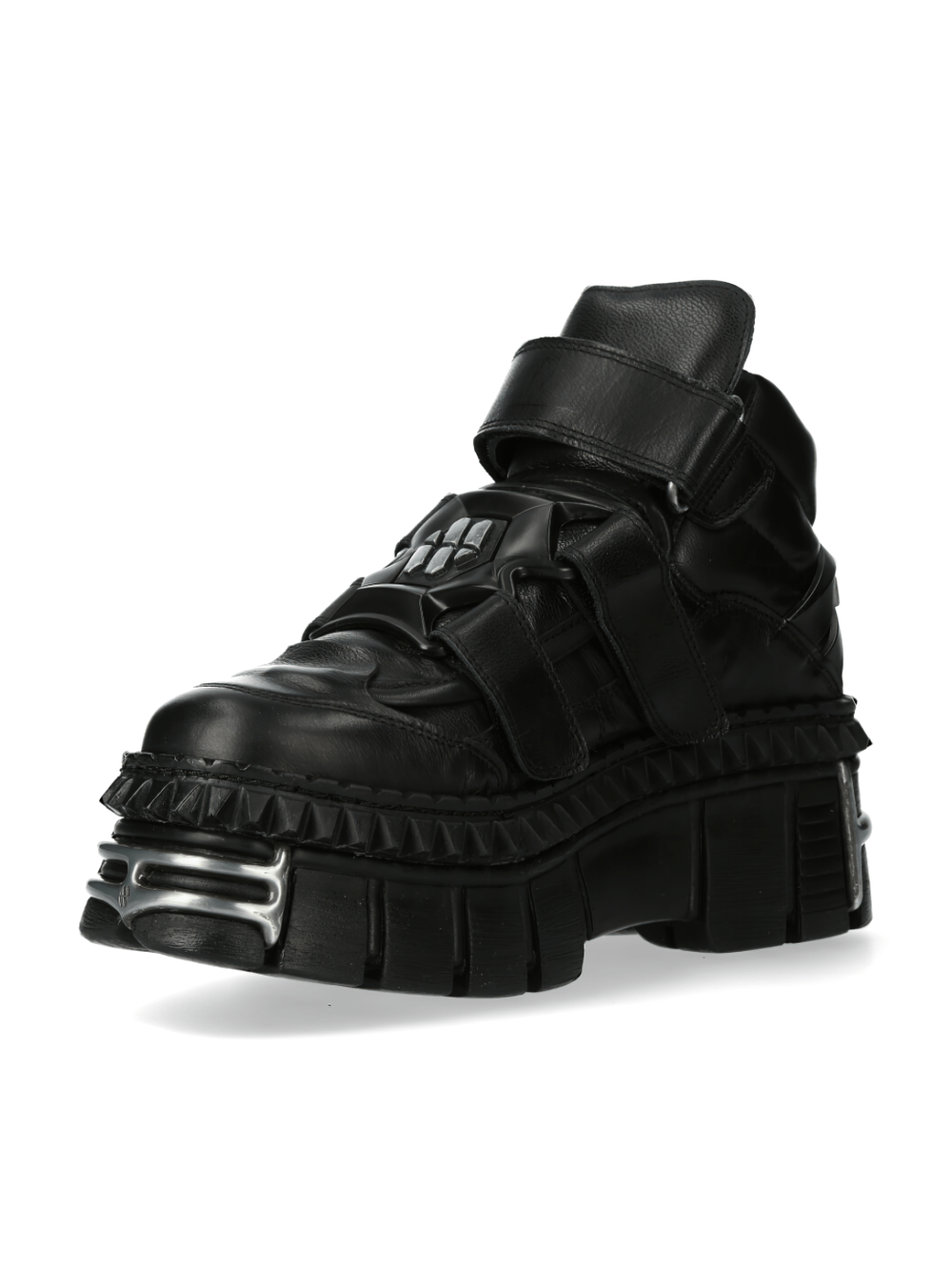 NEW ROCK Urban Heavy Black Ankle Boots with Velcro Straps