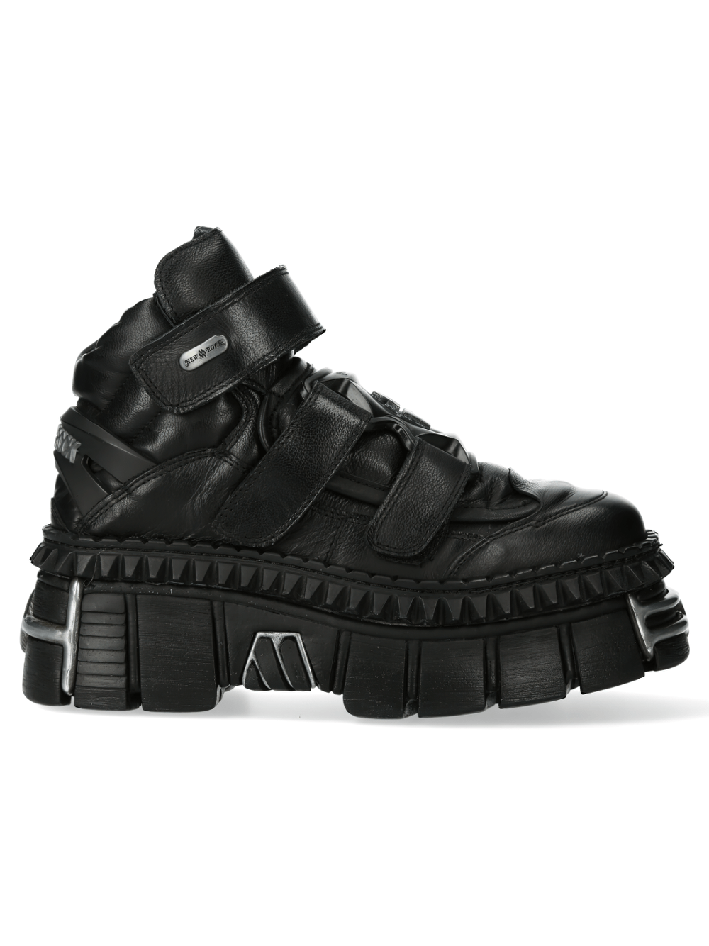 NEW ROCK Urban Heavy Black Ankle Boots with Velcro Straps