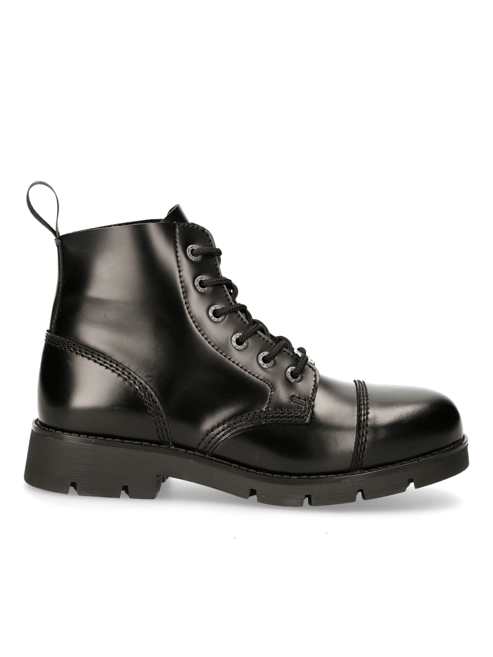 Black lace-up ankle boots from the NEW ROCK RANGER COLLECTION with a rugged design and leather finish.