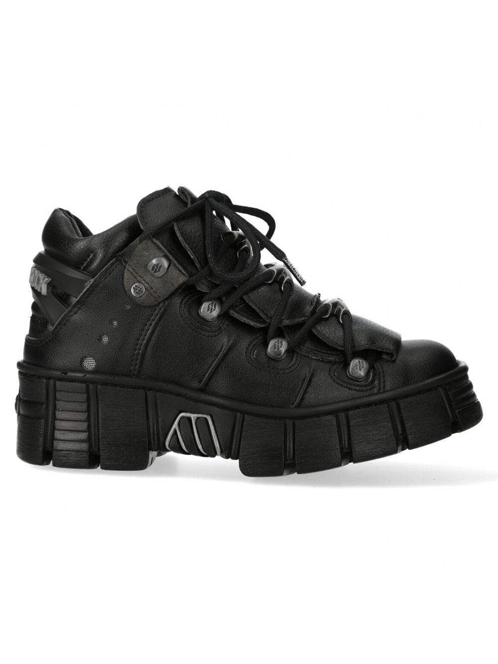 NEW ROCK Urban Punk Platform Shoes in edgy black, featuring chunky soles and bold lace-up design for streetwear style.