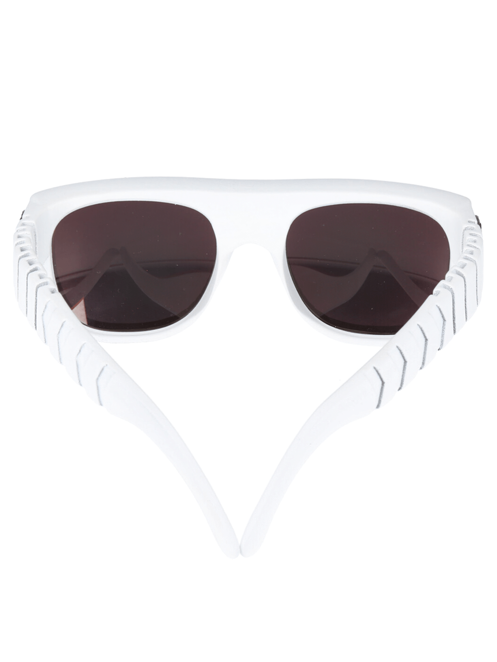 Stylish unisex white sunglasses with sleek design and dark lenses for a bold urban rock look.