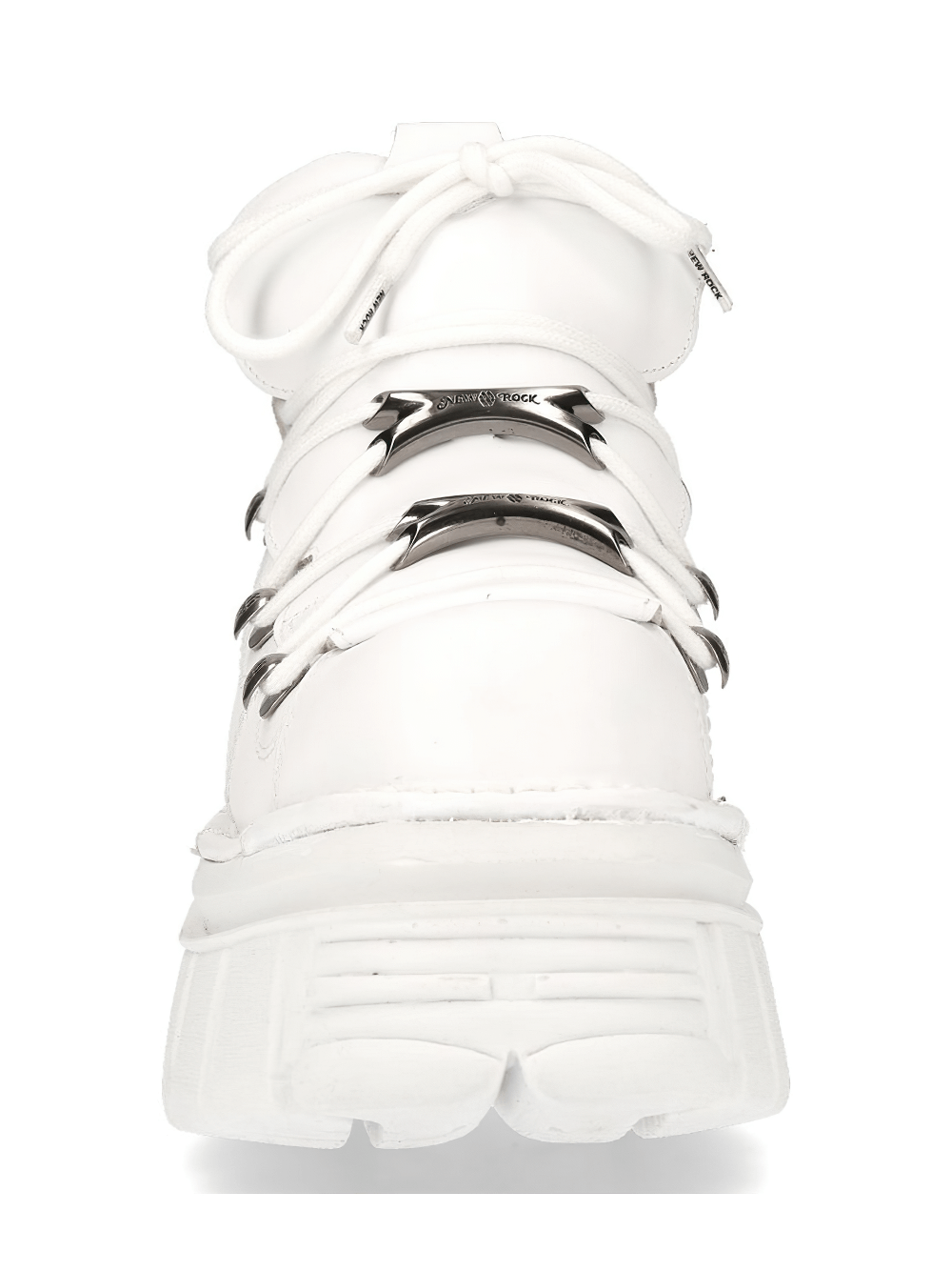 NEW ROCK White Gothic Platform Ankle Boots with Laces, unisex punk style, 6 cm heel, genuine leather.