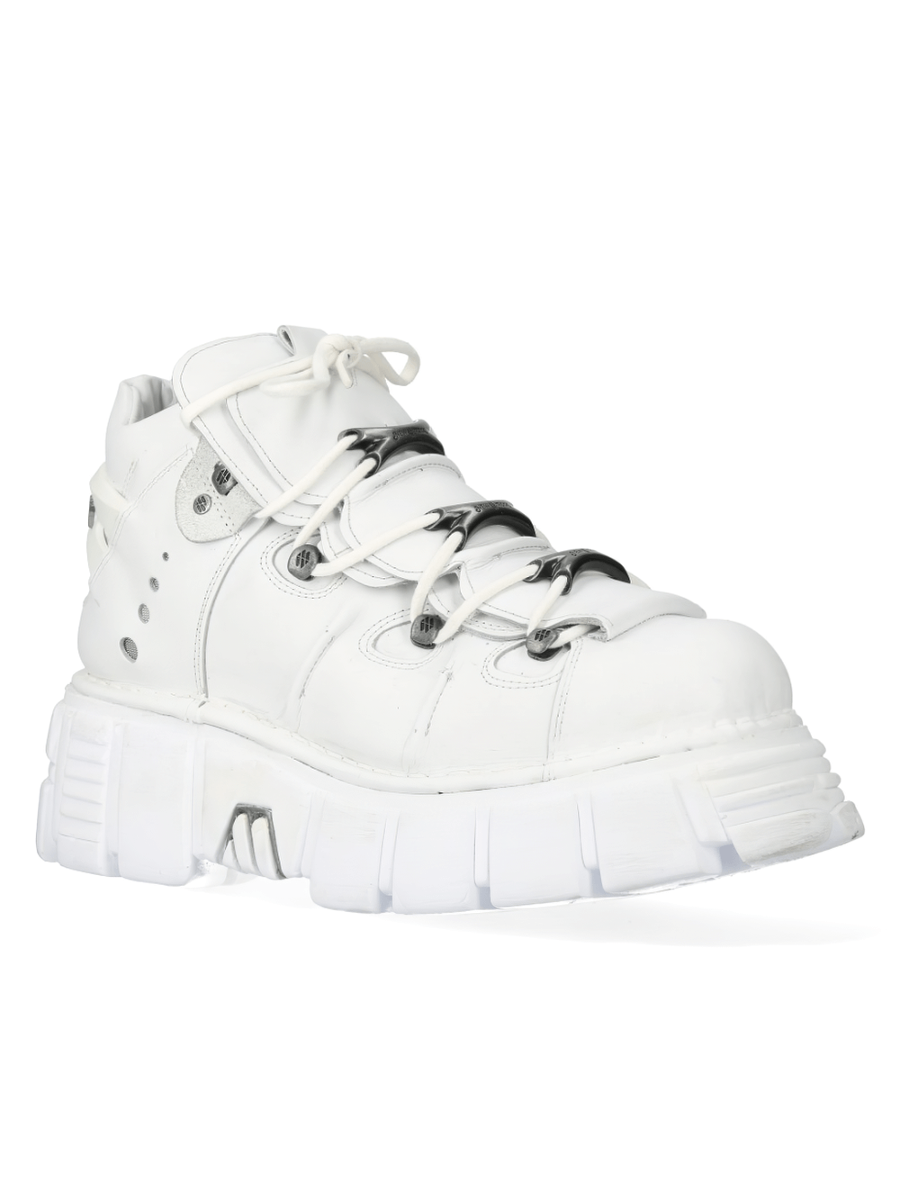 NEW ROCK White Gothic Punk Platform Ankle Boots with laces for bold urban fashion.