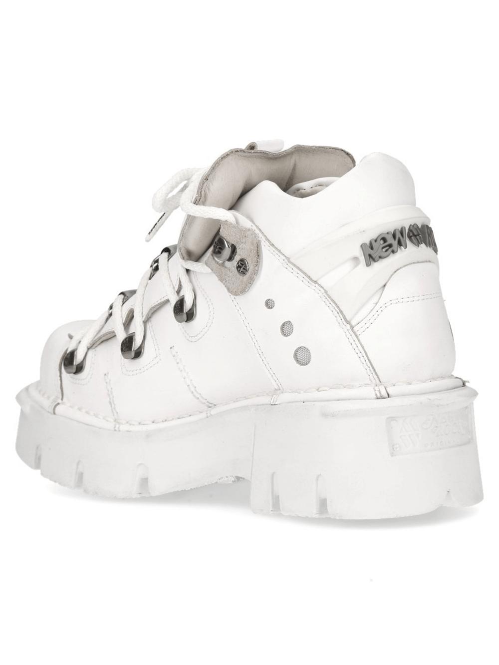 NEW ROCK white gothic punk shoes with metal accents, stylish ankle boots with a bold platform design.