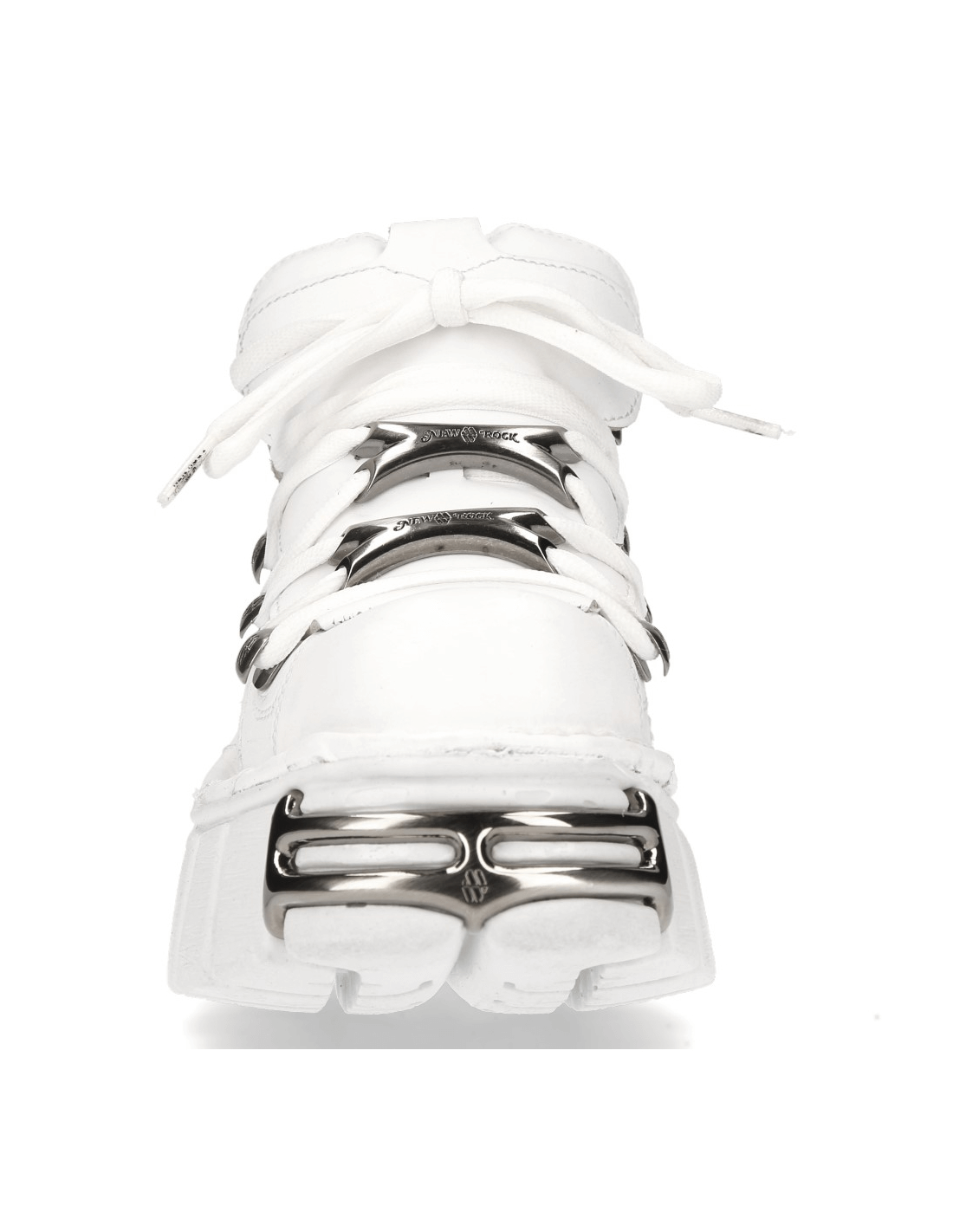 NEW ROCK White Punk Platform Boots with Metal Accents