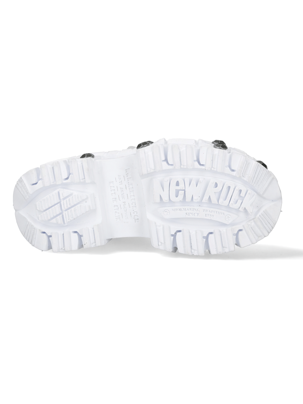 Bottom view of NEW ROCK White Punk Zip-Up Open-Toes Boots showcasing a durable PU-Ultra sole.