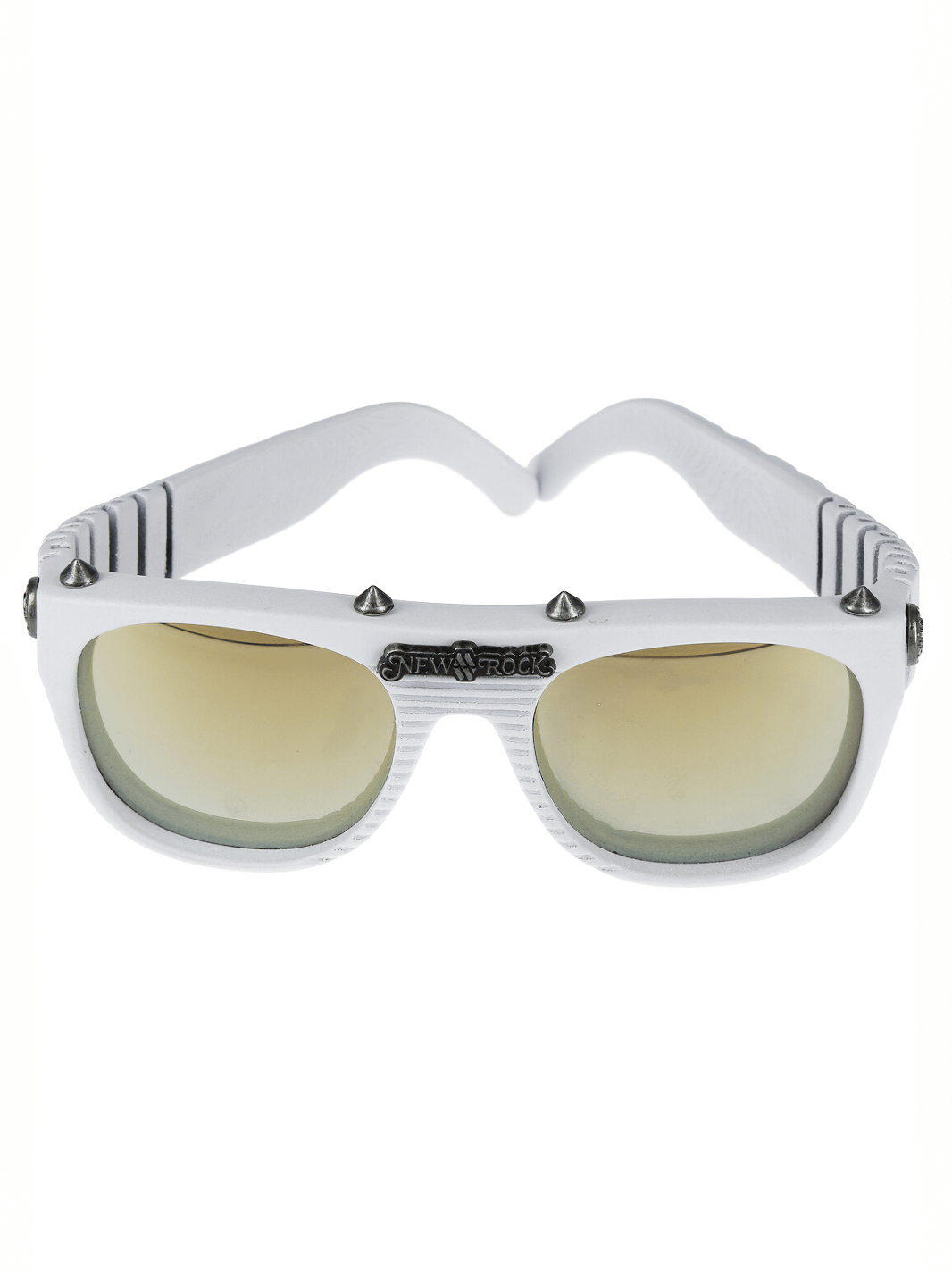 NEW ROCK white unisex sunglasses with edgy design and spikes for a bold rock and urban fashion statement.