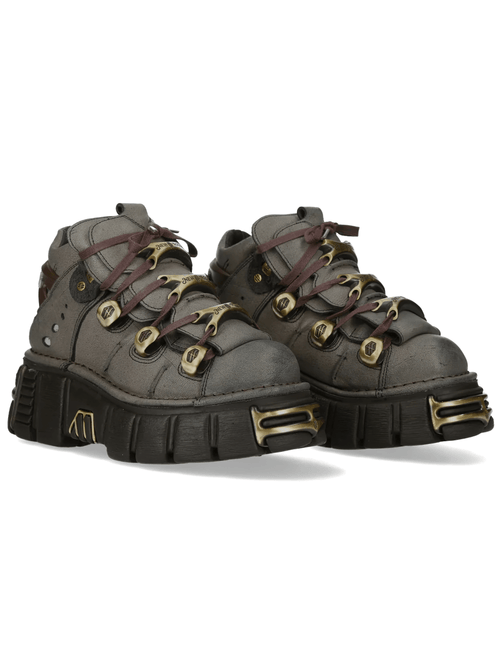 NEW ROCK Women's Ankle Boots With Bronze Hardware Details