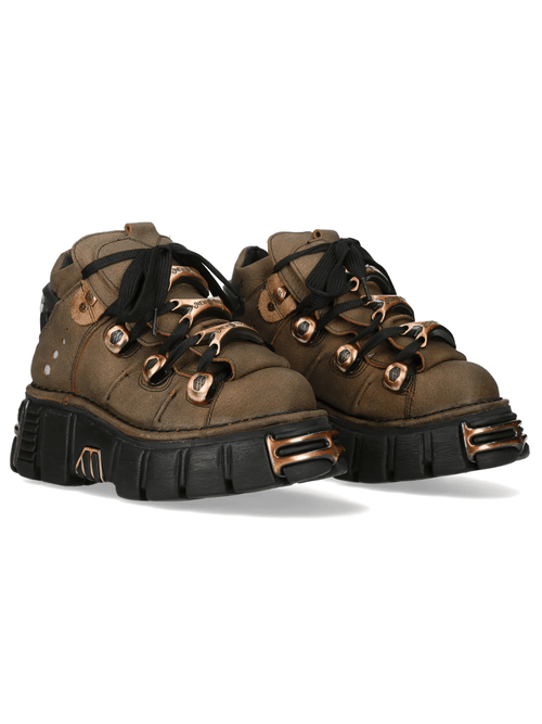NEW ROCK Women's Ankle Boots With Copper Hardware Details