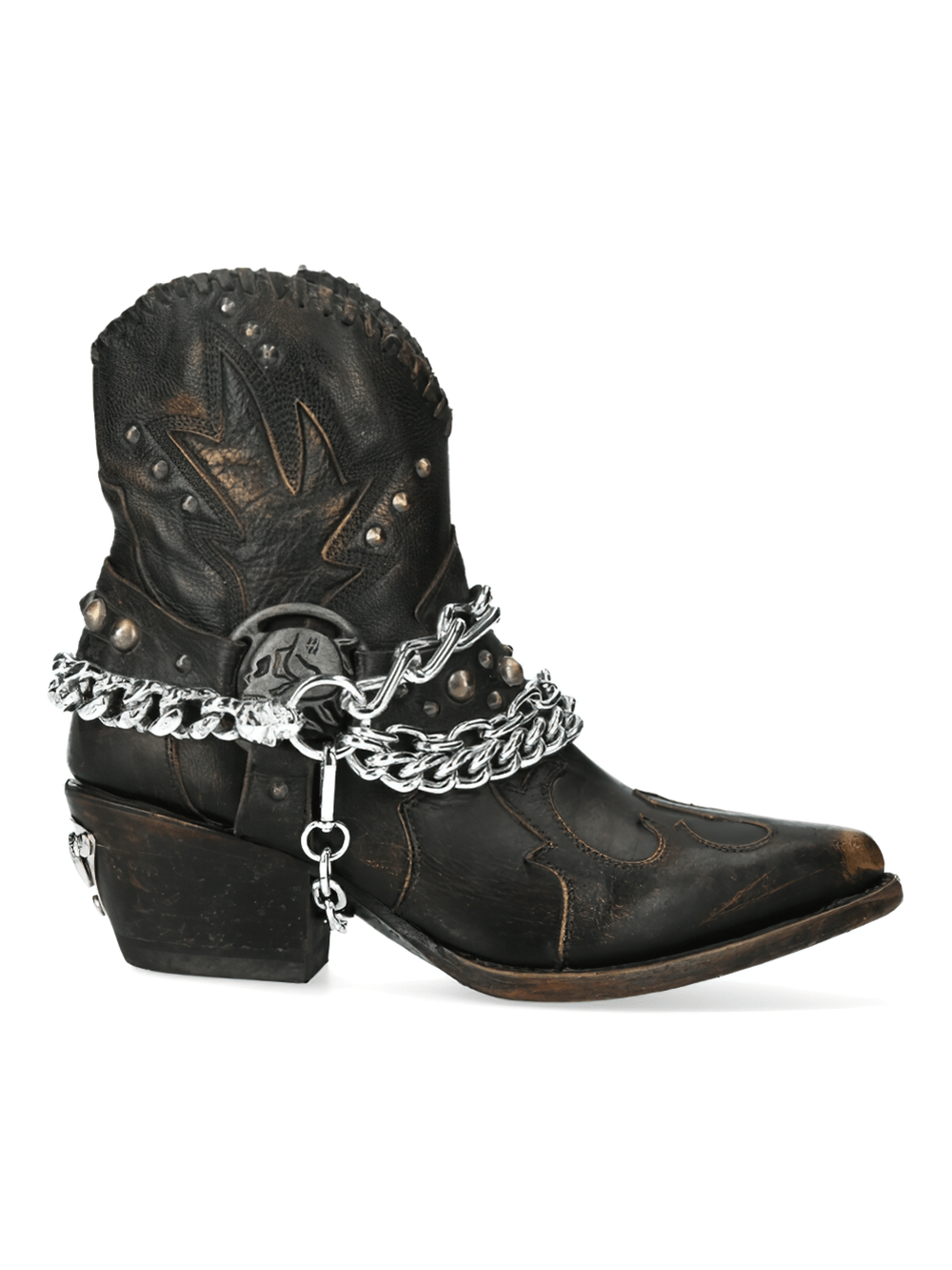 NEW ROCK Women's Biker Ankle Boots with Copper Accent