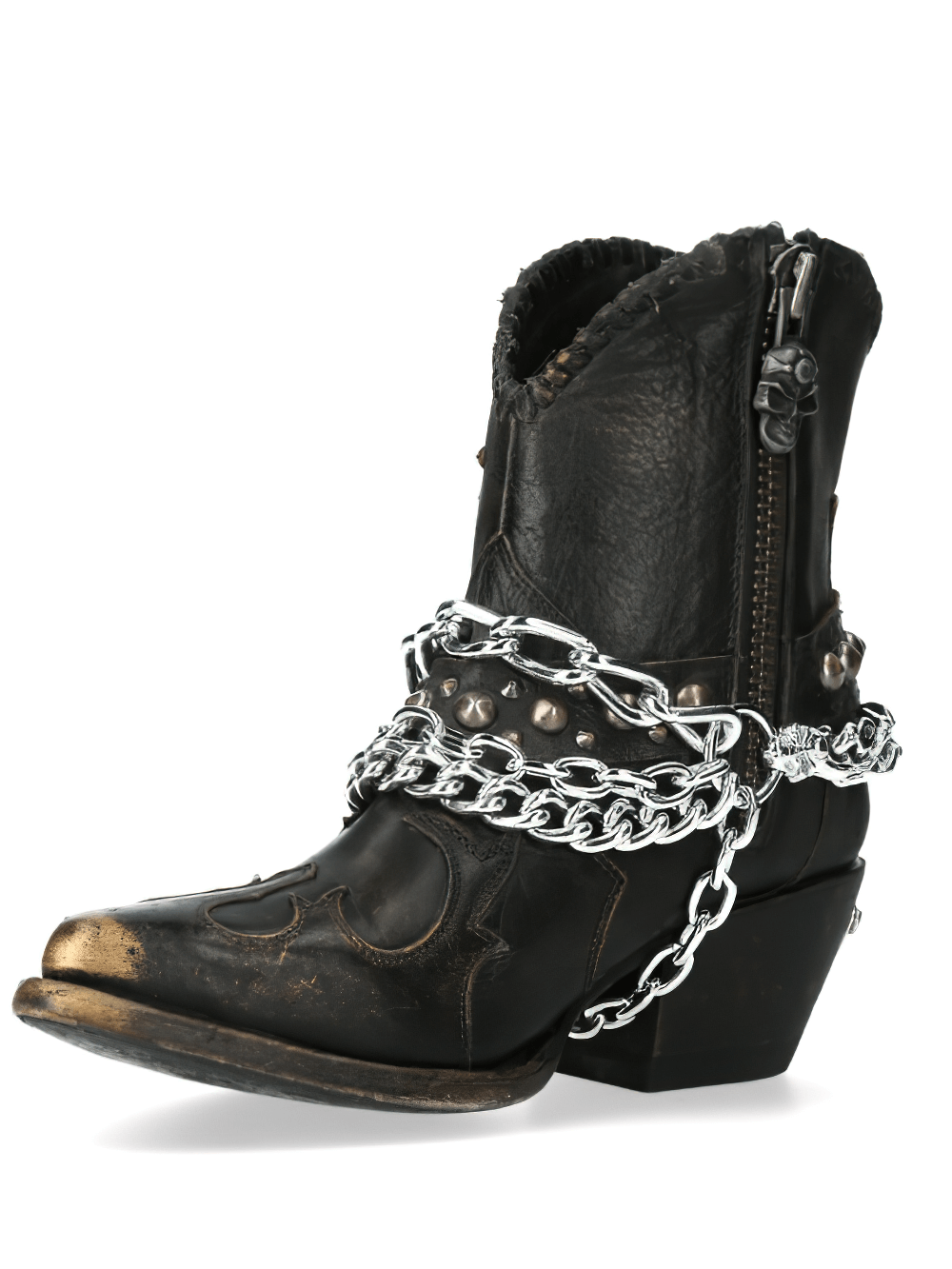 NEW ROCK Women's Biker Ankle Boots with Copper Accent