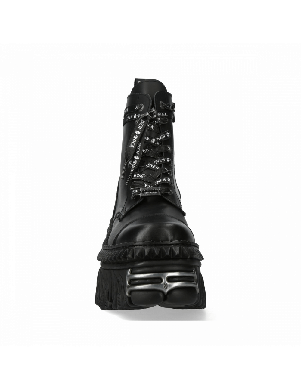 NEW ROCK Women's Black Ankle Boots with Lace Detail