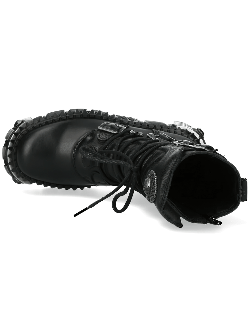 NEW ROCK Women's Black Gothic Platform Buckle Combat Boots