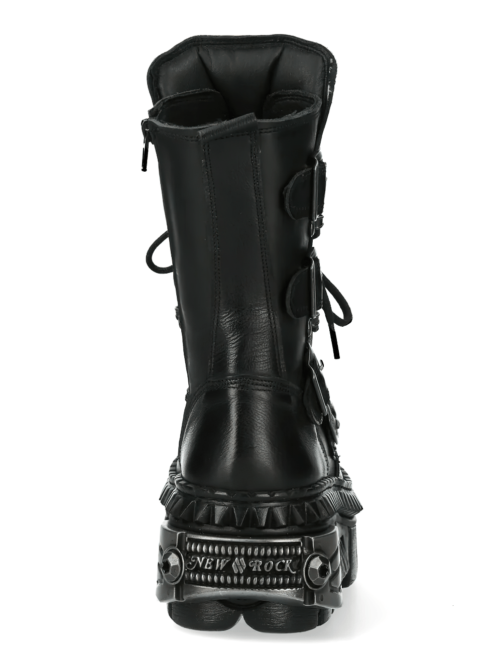 NEW ROCK Women's Black Gothic Platform Buckle Combat Boots