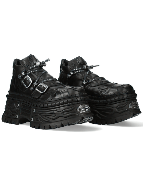Zapatos de Plataforma Negros de Mujer con Detalle de Llama de NEW ROCK