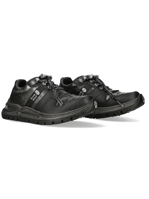 Chaussures noires pour femmes NEW ROCK avec accents métalliques argentés