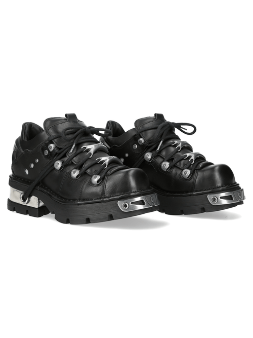 NEW ROCK Women's Black Urban Ankle Boots with Lug Sole