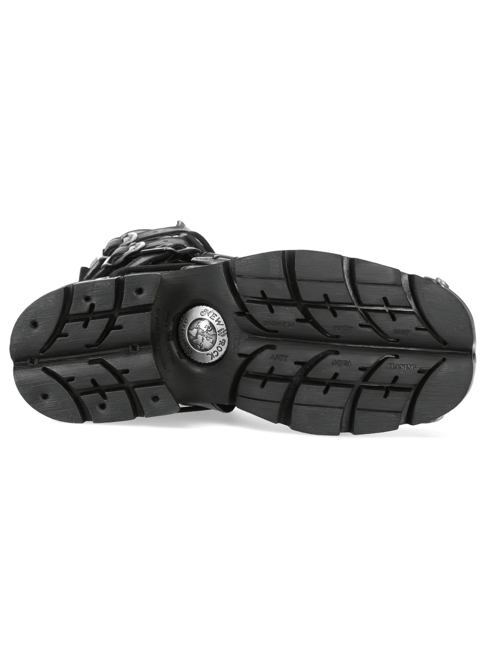 NEW ROCK Women's Boots with Buckle Straps and Side Zipper - view of the rugged chunky sole.
