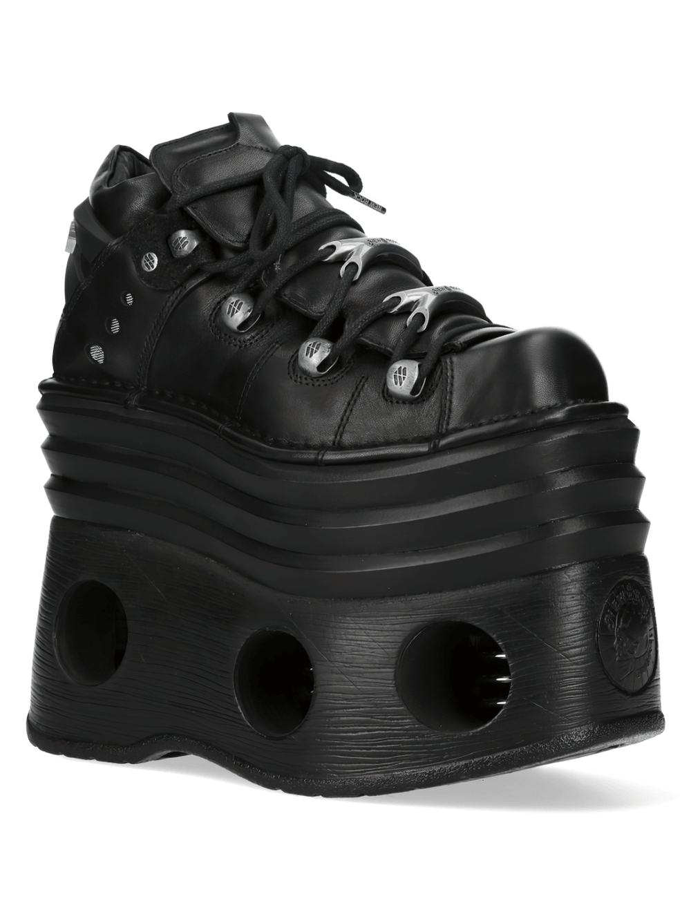 NEW ROCK Women's Buckled Platform Ankle Boots for Alt Looks featuring a unique wedge design and metallic accents.