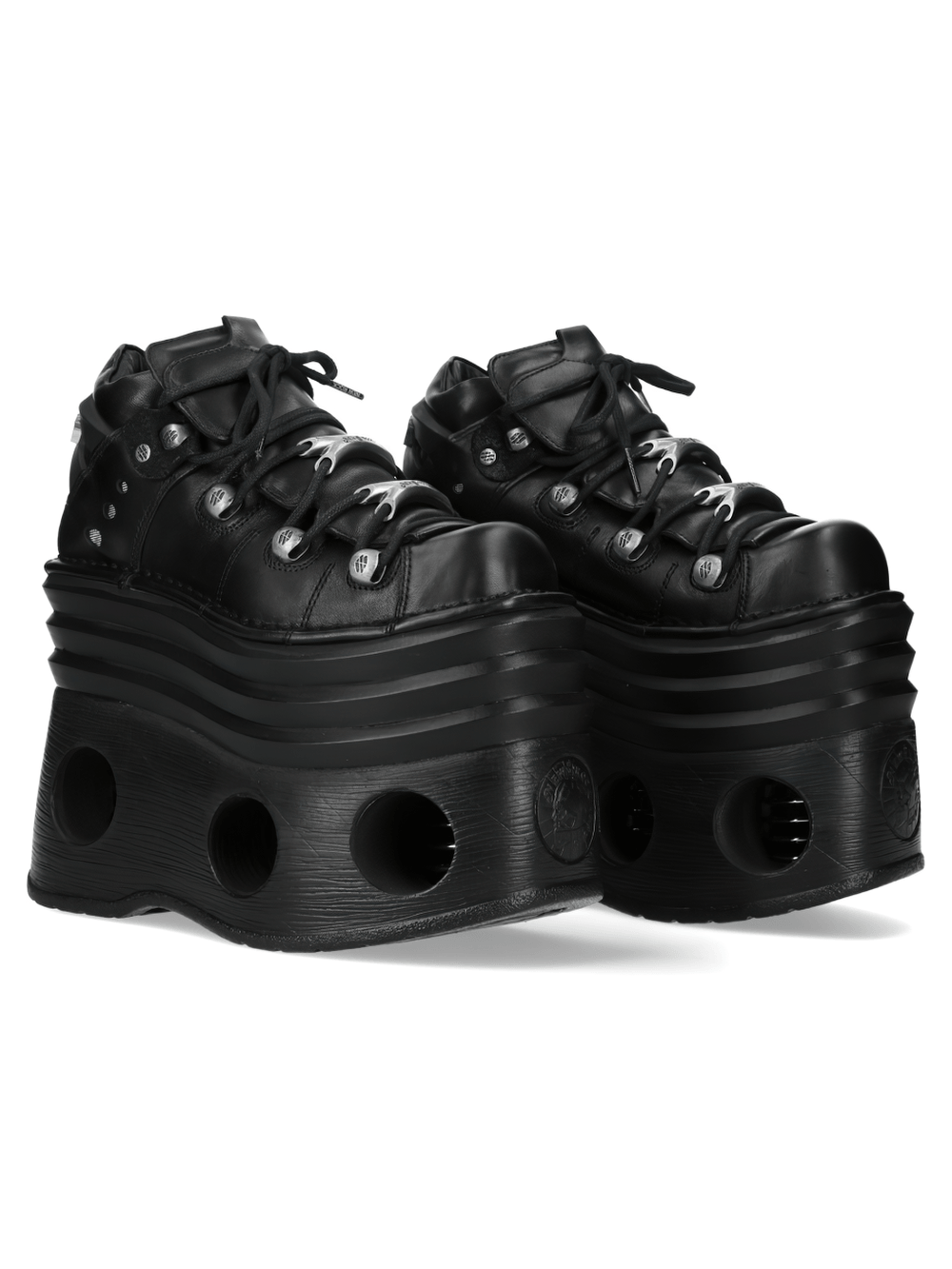 NEW ROCK Women's Buckled Platform Ankle Boots for Alt Looks with edgy design and rugged profile.