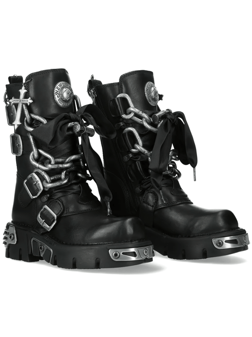 Bottes à chaînes pour femmes NEW ROCK avec boucles et semelle à crampons