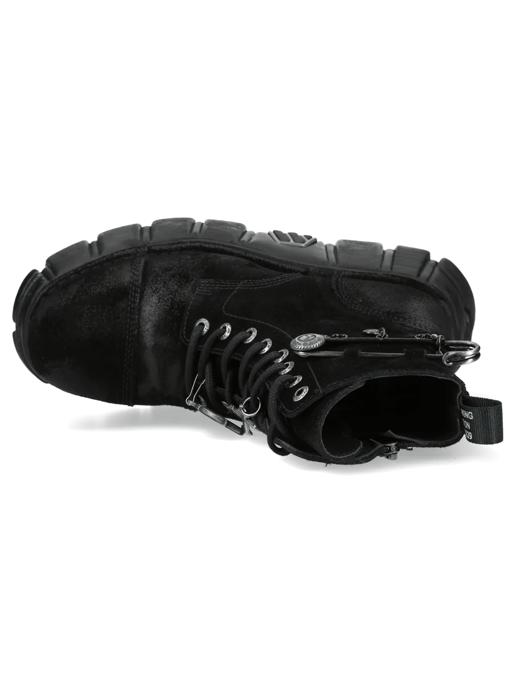 NEW ROCK Women's Charm Platform Boots with Cross Details featuring gothic charms and chunky sole from an elevated angle.