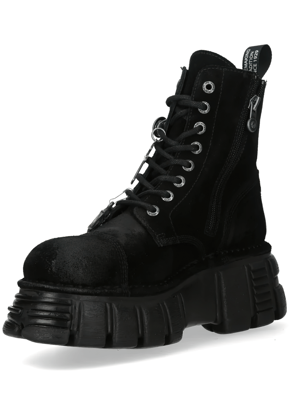 NEW ROCK Women's Charm Platform Boots with Cross Details featuring chunky platform and goth charms.