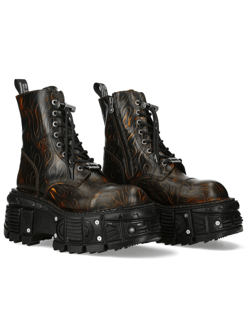 NEW ROCK Women's Flame Platform Boots with Side Zipper