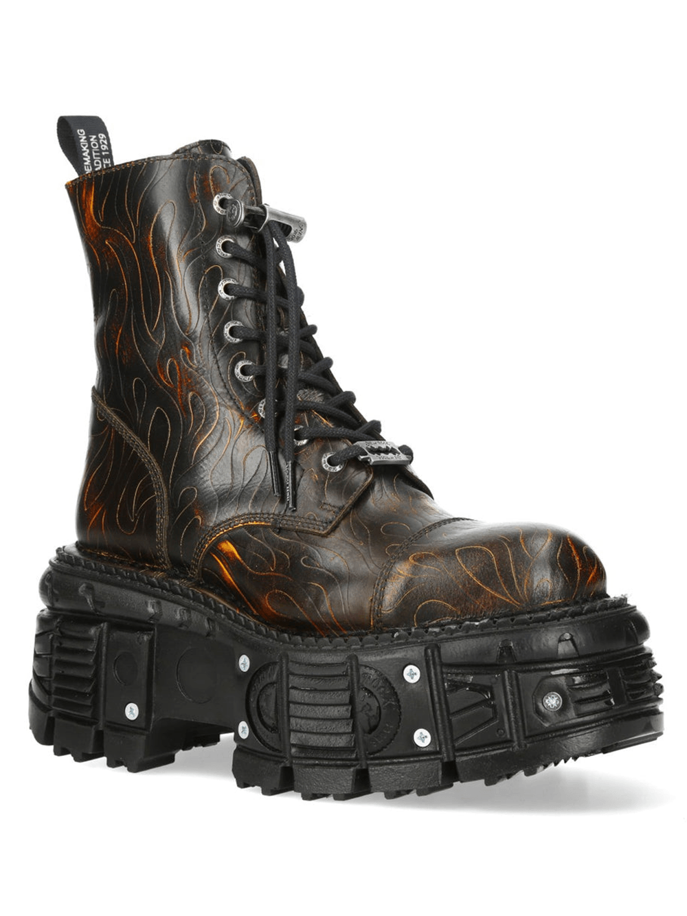 NEW ROCK Women's Flame Platform Boots with Side Zipper
