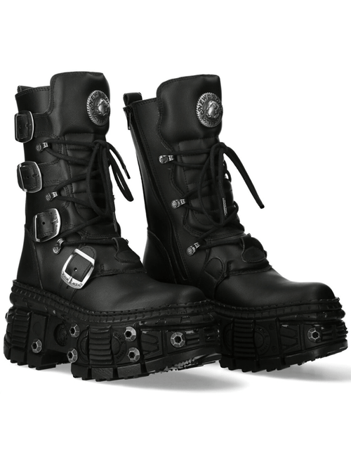 NEW ROCK Women's Goth Boots with Buckles and Metal Details