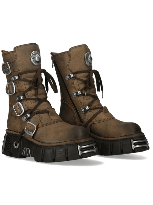 NEW ROCK Women's Gothic Platform Boots with Buckle Straps