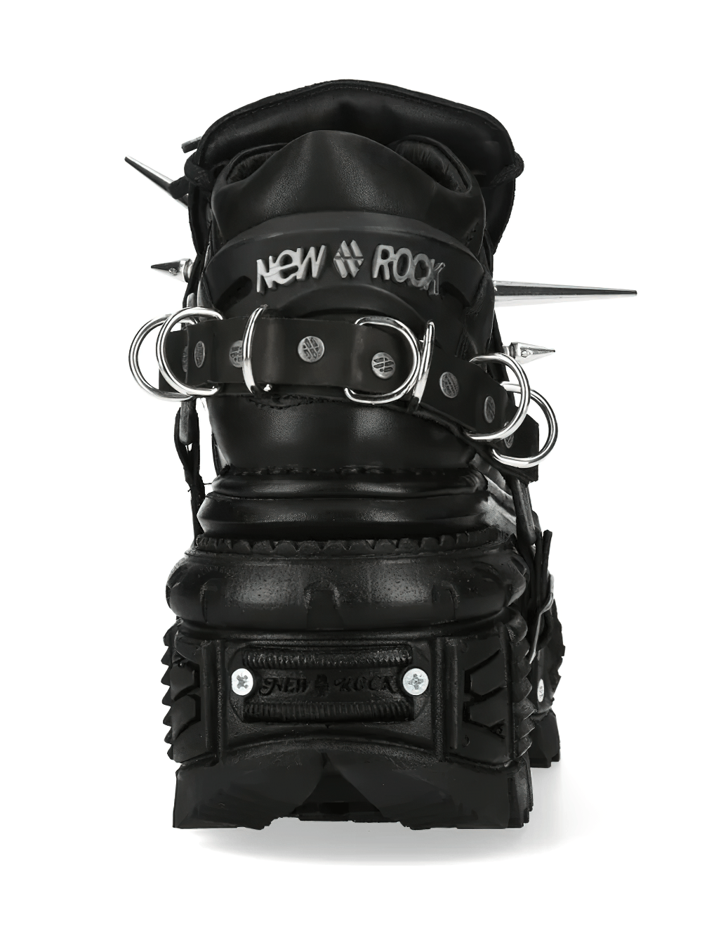 NEW ROCK Women's Gothic Platform Boots with Spikes Rings featuring spiked accents and rugged sole.