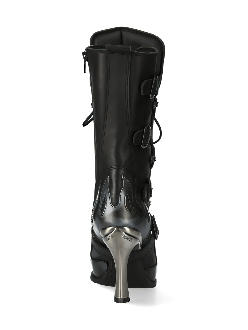 NEW ROCK Women's Laced Heeled Boots with Metallic Accents