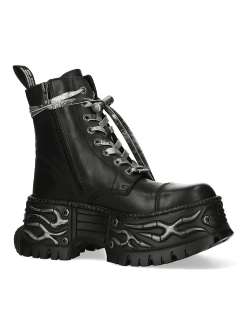Zapatos Góticos de Mujer con Llamas y Doble Hebilla de NEW ROCK