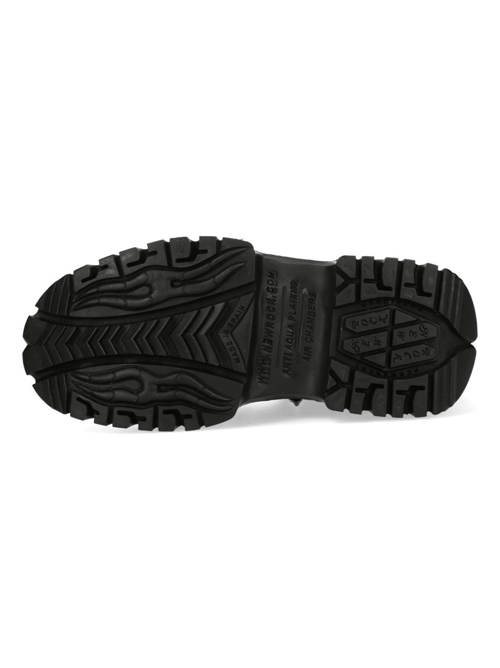 NEW ROCK Women's Military Ankle Boots with Silver Laces outsole featuring tread for grip and style.