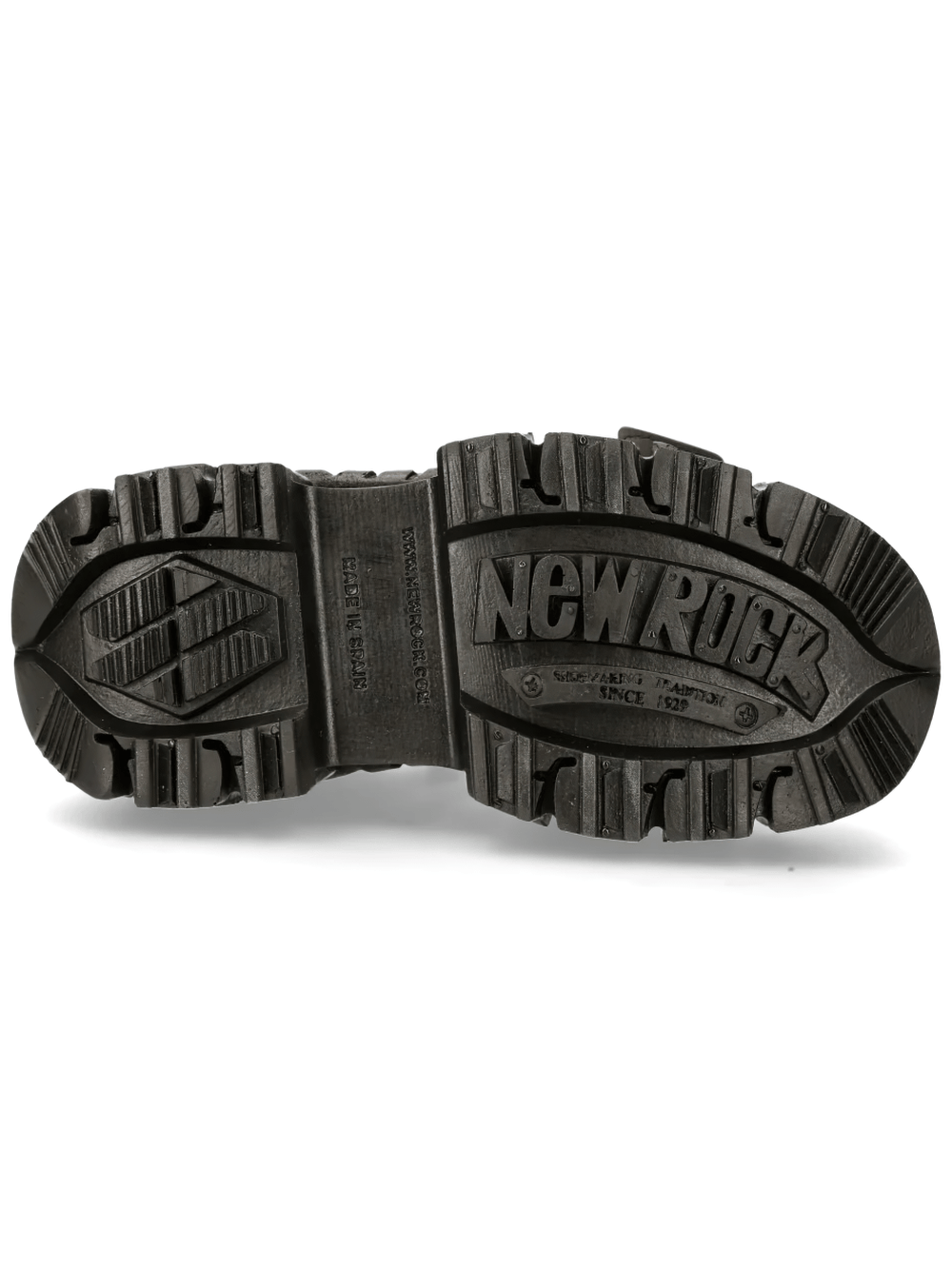 NEW ROCK Women's Open Toe Sandals with Chunky Treaded Base sole view showcasing unique tread design.