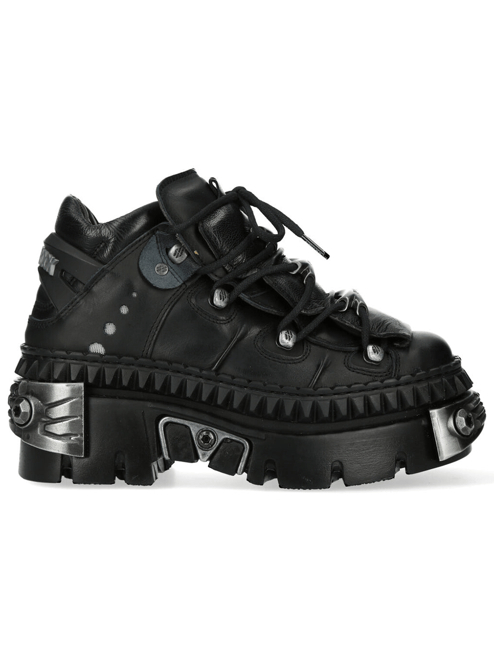 NEW ROCK Women's Platform Shoes with Industrial Metalwork, bold black sneaker with metal details and an edgy style.