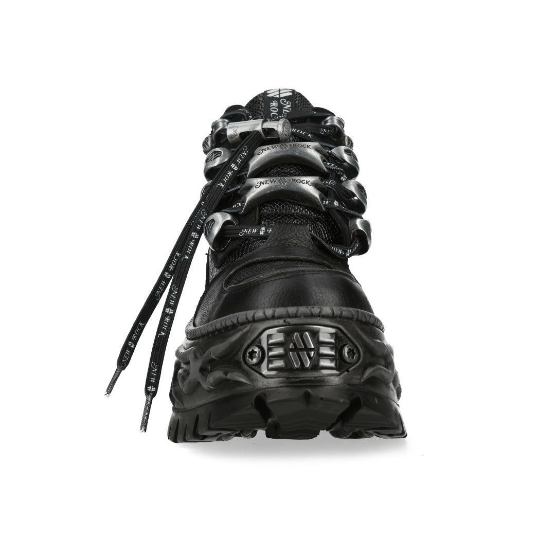 NEW ROCK Women's Platform Sneakers With Lace-Up - Front view showcasing bold lace-up design and heavy platform sole.