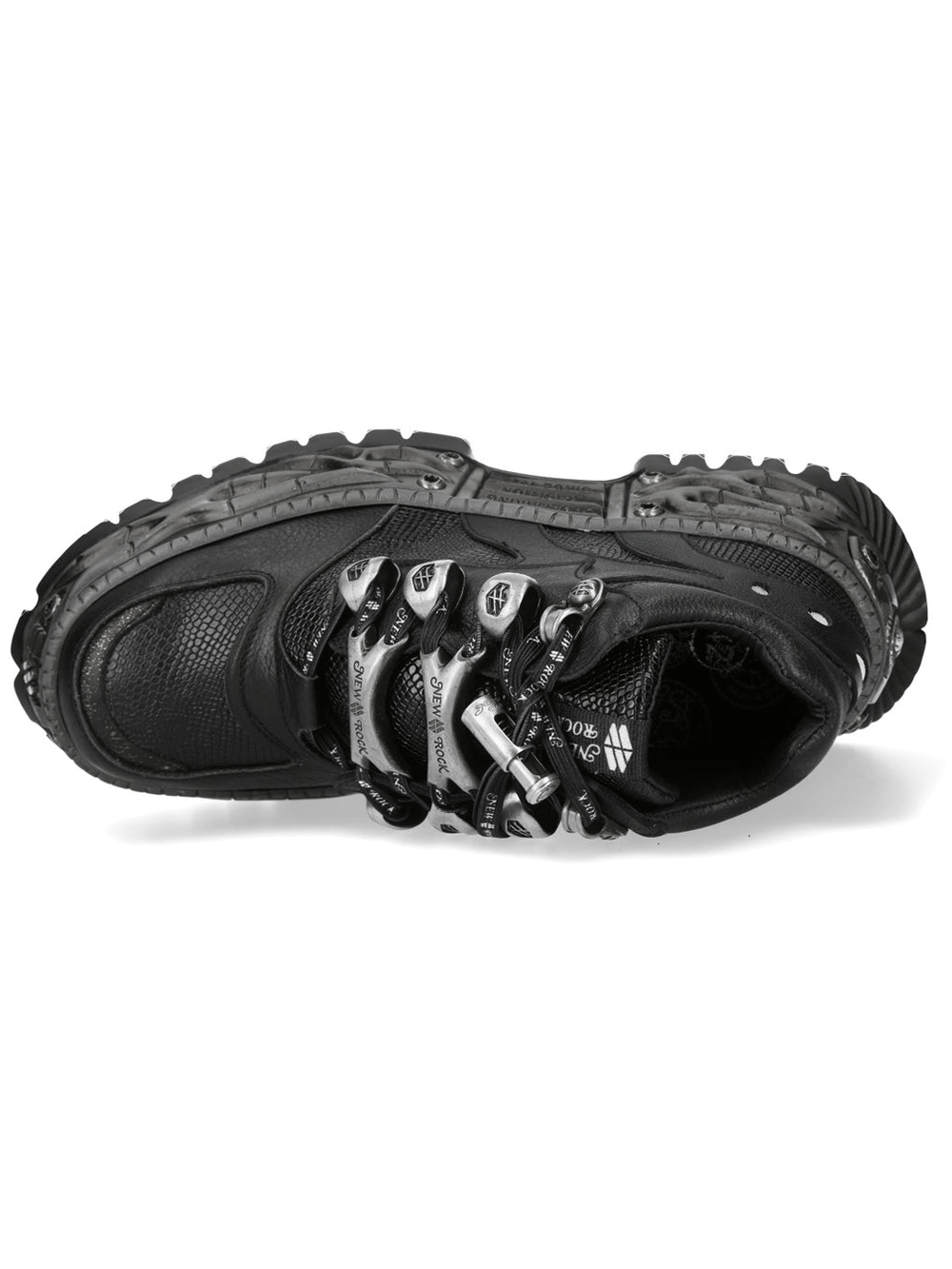 NEW ROCK Women's Platform Sneakers With Lace-Up top view showcasing black design and lacing system.