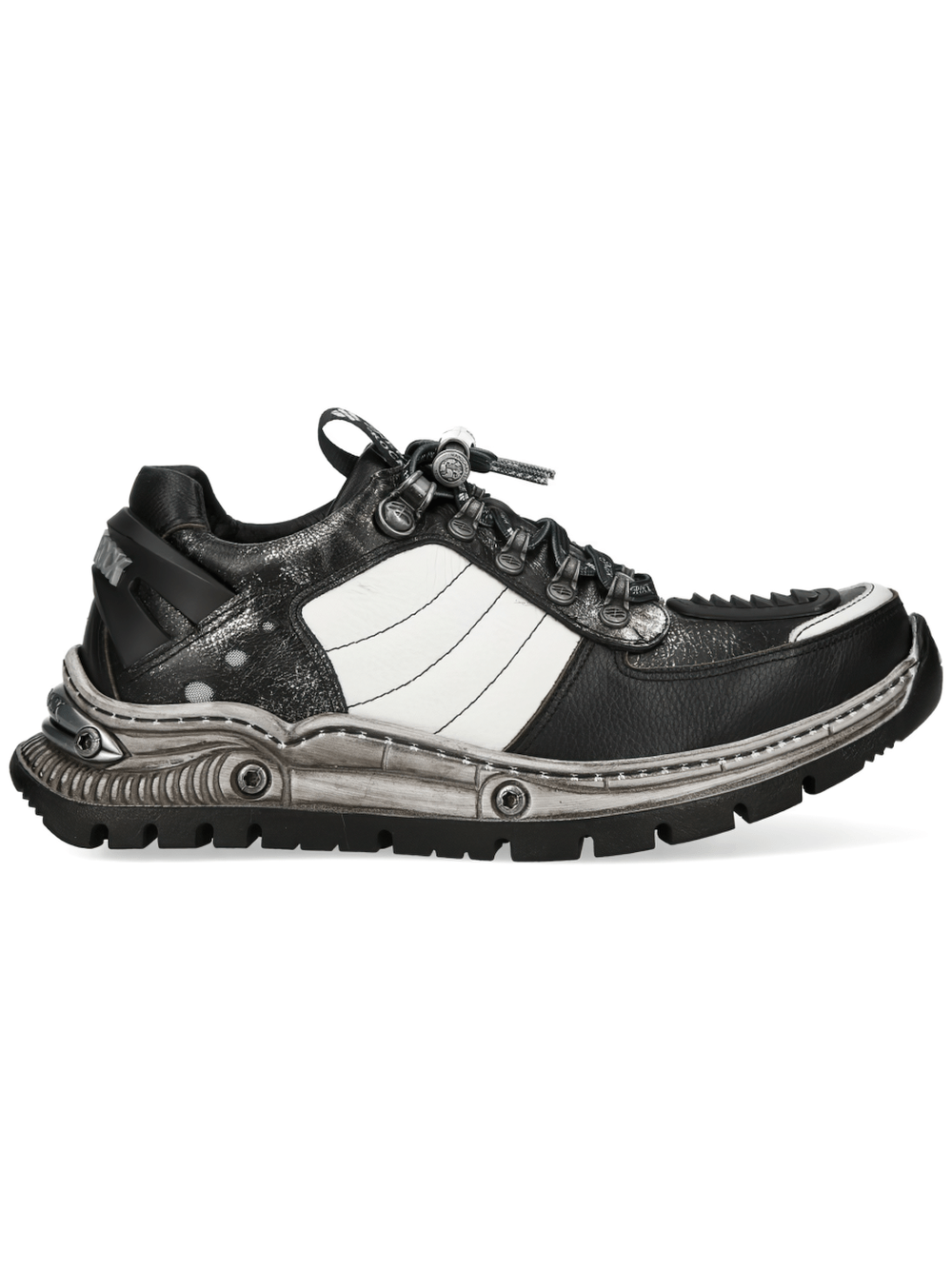 NEW ROCK Women's Rock Shoes with Rugged Industrial Outsoles featuring a sculpted sole and metal hook lacing.