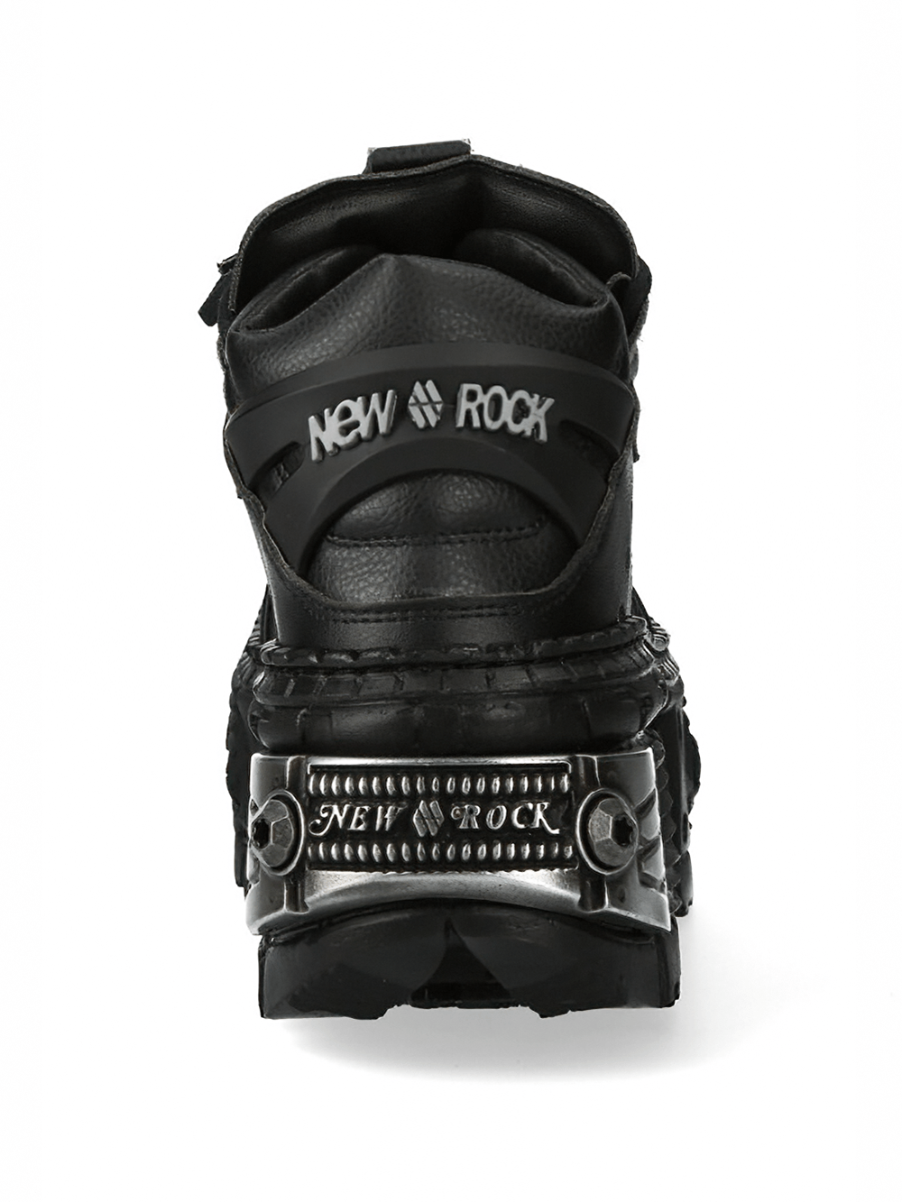 NEW ROCK Women's Shoes with Lace-Up Front and Armored Sole showcasing rugged design and bold accents from the back.