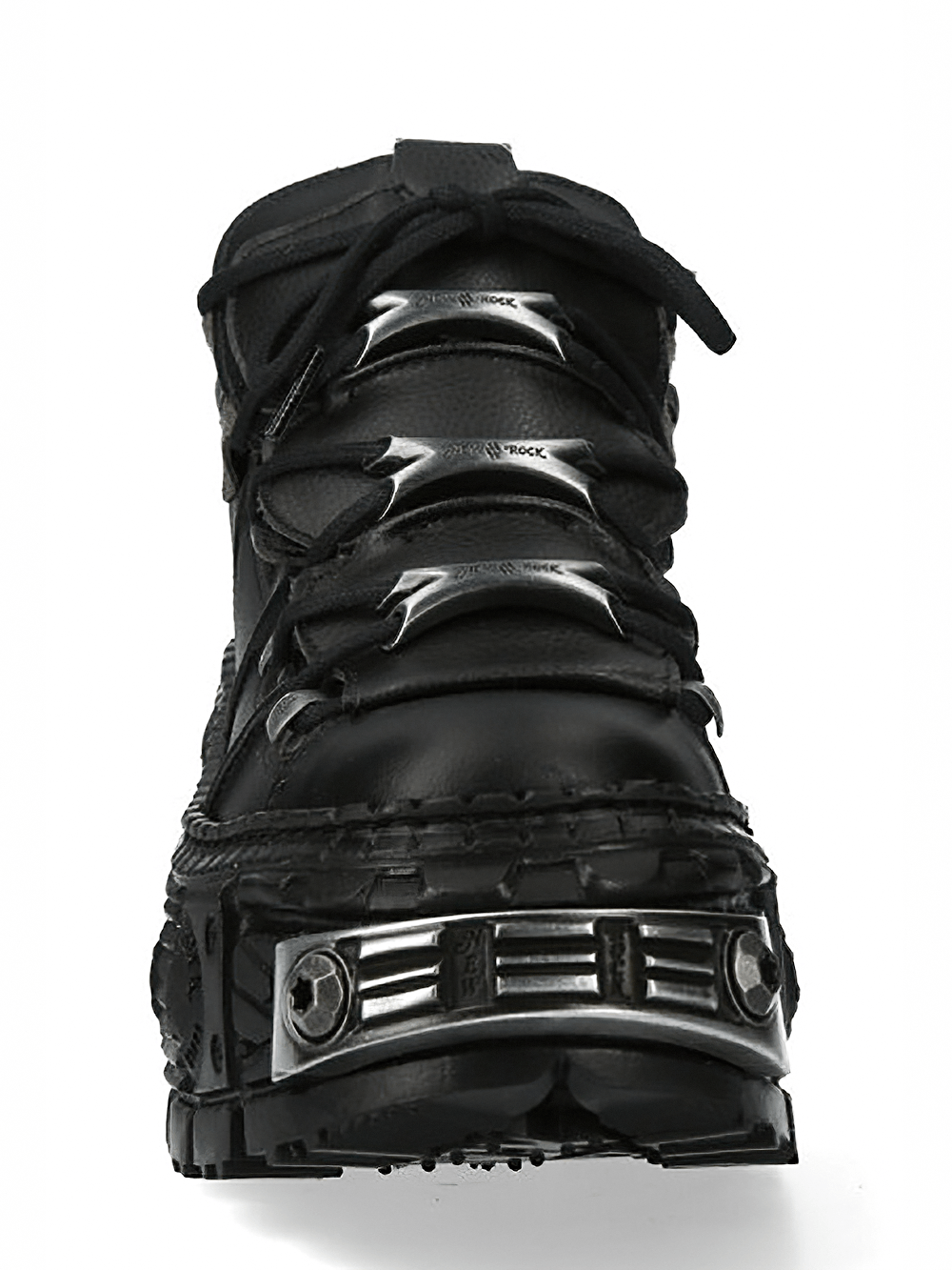 NEW ROCK Women's Shoes with Lace-Up Front and Armored Sole showcasing bold lacing and rugged industrial design.