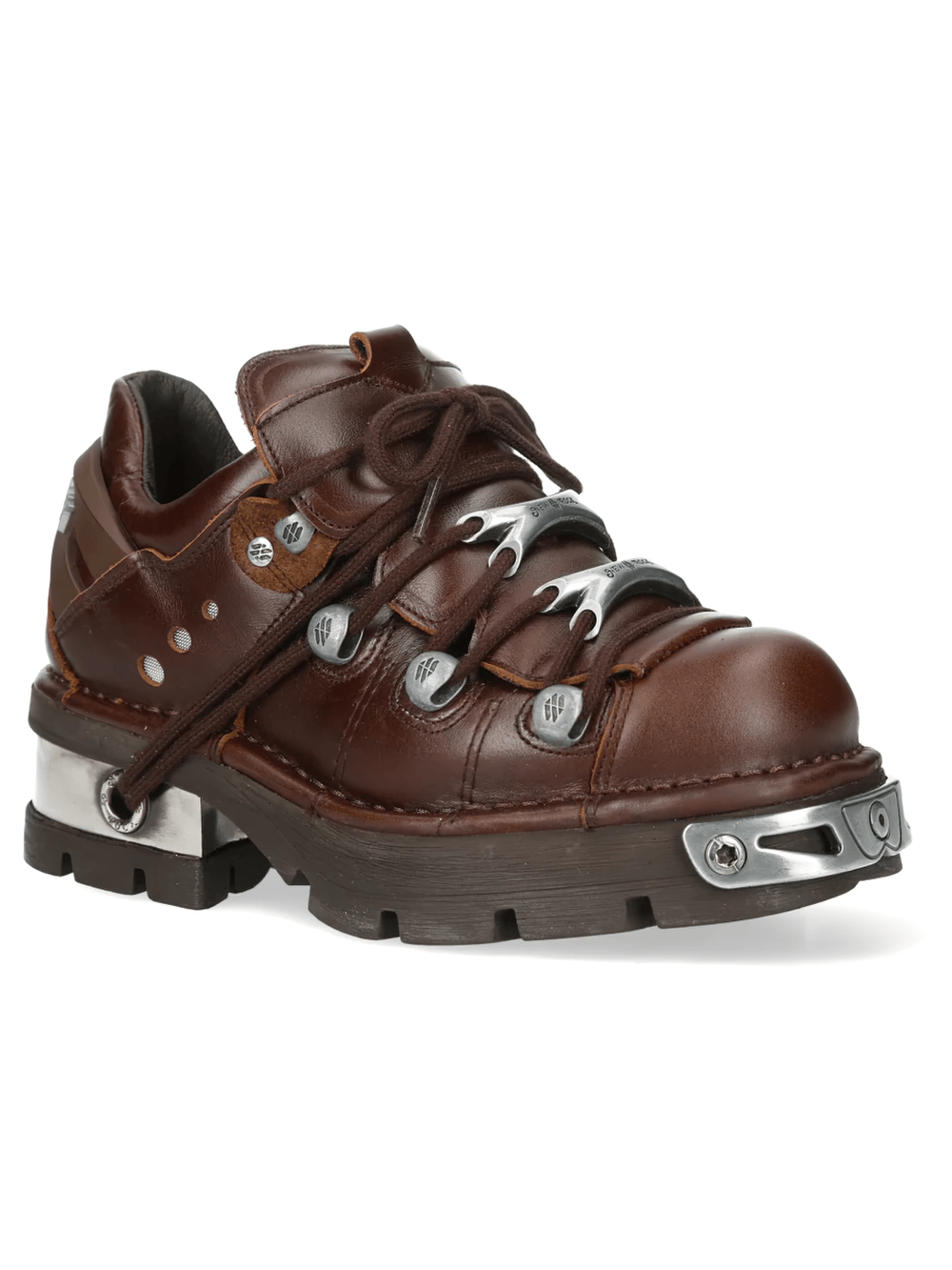 NEW ROCK Women's Shoes with Metal Hardware and Lugged Sole featuring tonal laces and metallic accents.
