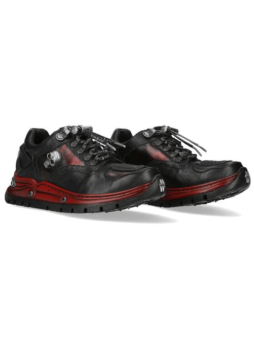 NEW ROCK Damen Gothic-Schuhe mit Flammen und Doppel-Schnallen