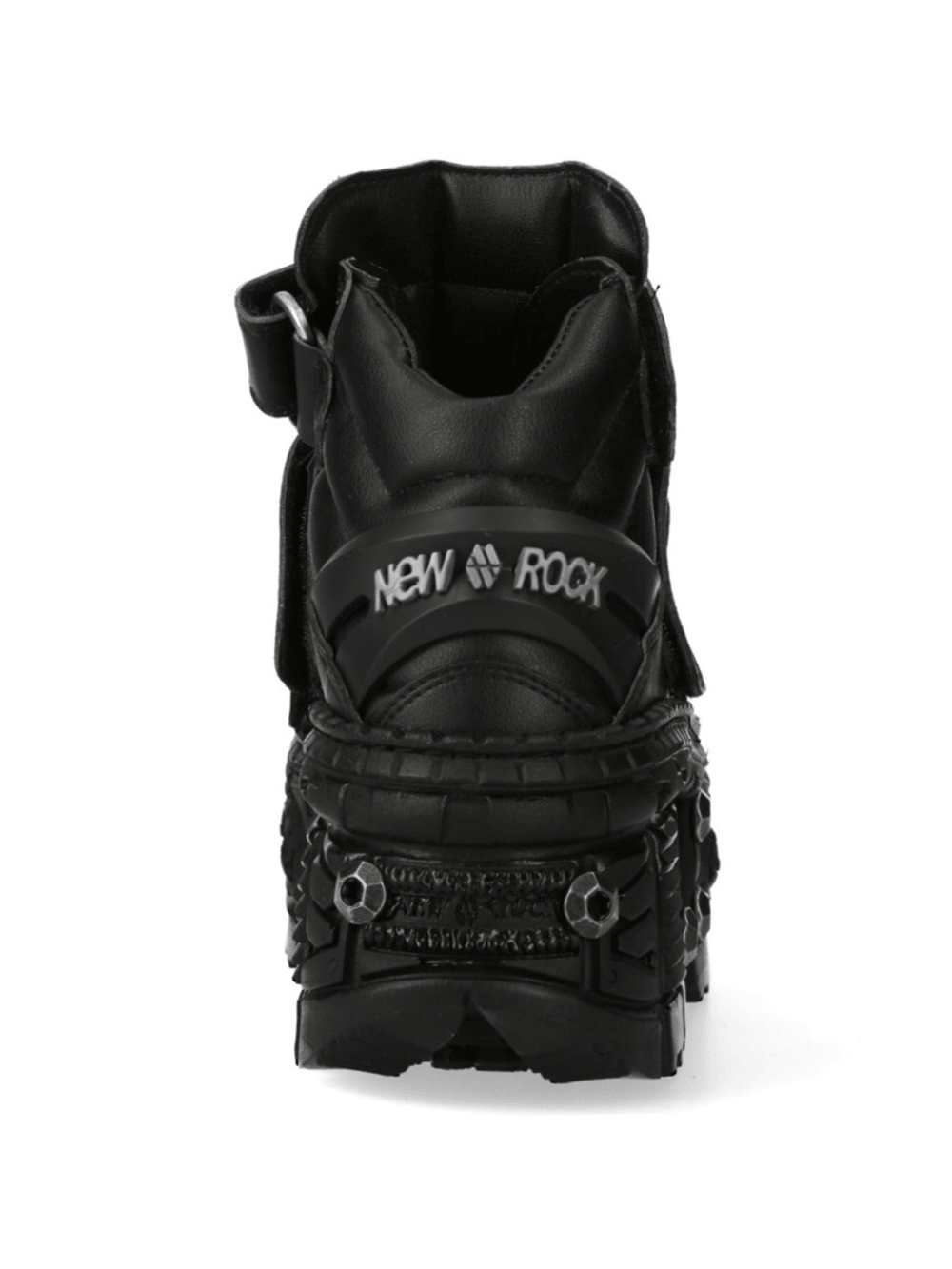 Back view of NEW ROCK Women's Shoes with Straps and Metal Lug Sole showcasing the chunky design and metal details.