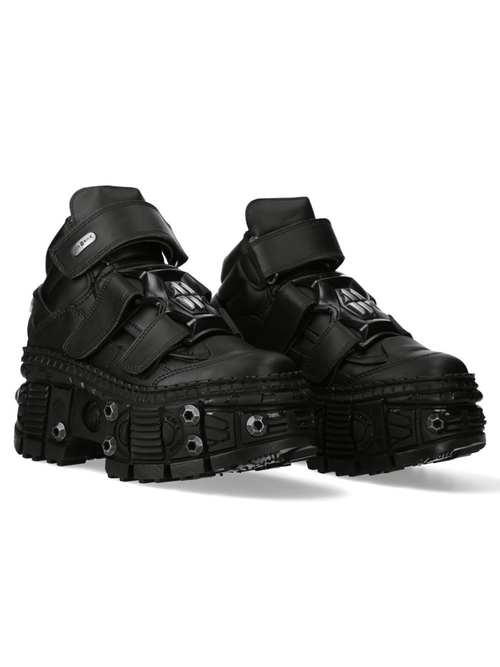 NEW ROCK Women's Shoes with Straps and Metal Lug Sole