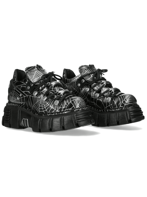 NEW ROCK Damen Spider Web Gothic Chunky Plateauschuhe