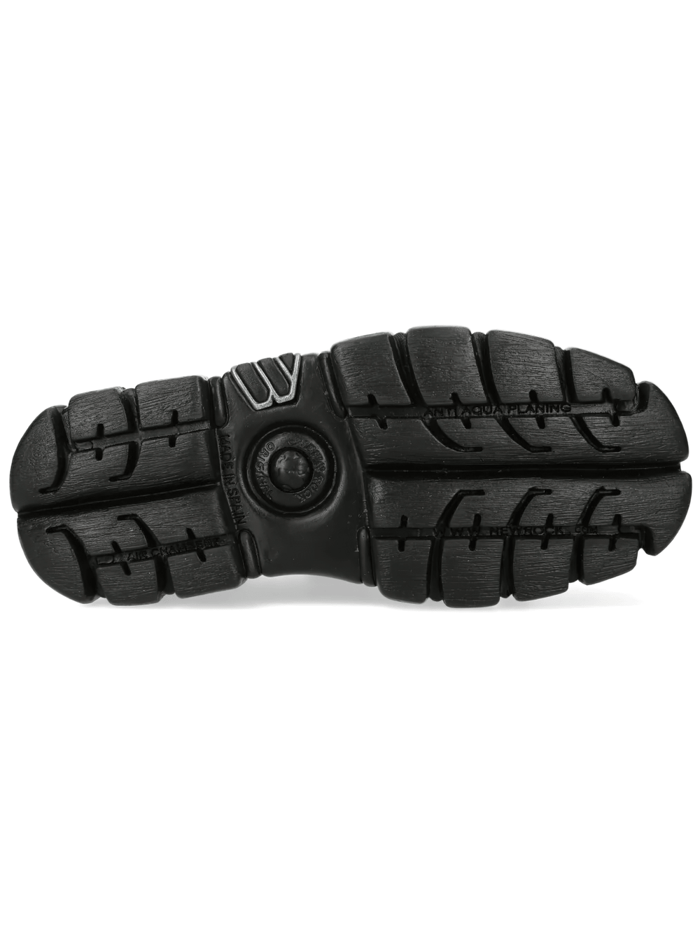 Bottom view of NEW ROCK Women's Spider Web Gothic Chunky Platform Shoes showcasing the rugged black sole.