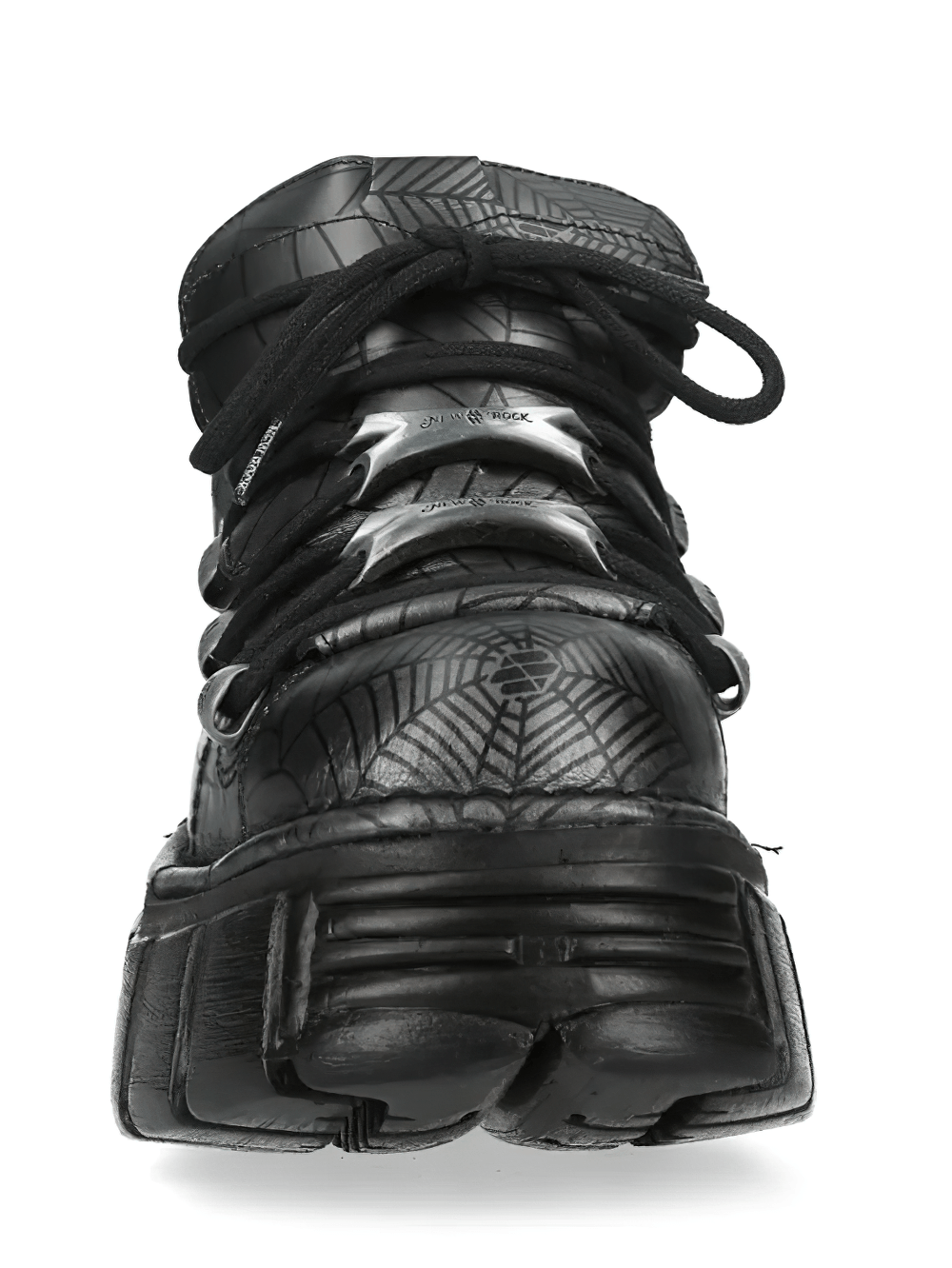 NEW ROCK Women's Spiderweb Low Shoes with Black Tread Sole featuring spiderweb design and chunky sole.